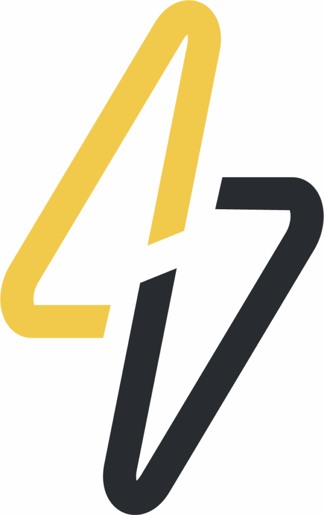 Logo de Electricidad AGM con diseño de rayo eléctrico en amarillo y negro